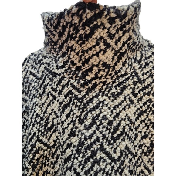 Alembika S/M Womens Sweater Poncho Black White Chunky Knit Oversized - Picture 6 of 15
